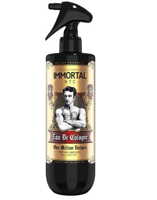 Immortal NYC Eau De Cologne bottle with vintage design on a white background