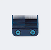 Blue comb with black teeth on a white background