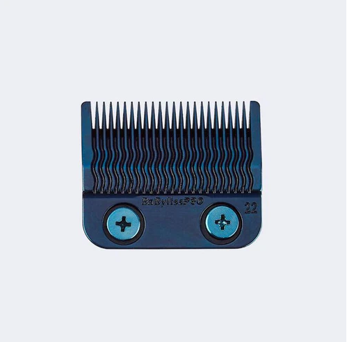 Blue comb with black teeth on a white background
