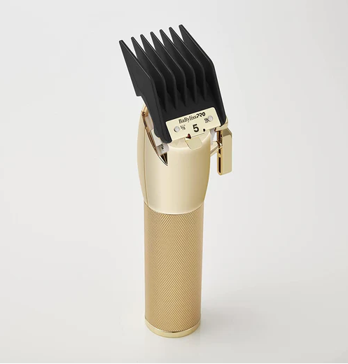 BaBylissPRO hair trimmer with black attachments on a white background