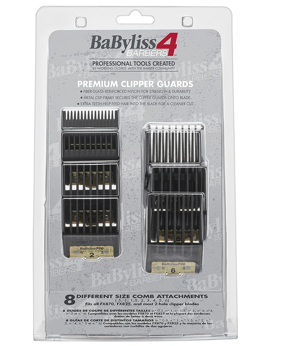 BaByliss Barbers premium clipper guards packaging with comb attachments on a white background