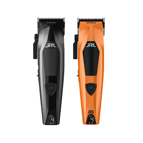 JRL Professional Diamante Cordless Hair clipper in black and orange on a white background