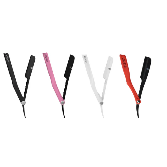 Set of four level3 milly clutch razors in different colors on a white background