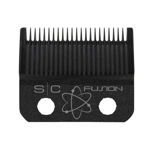 Black hair clipper comb with 'S C Fusion' branding on a white background