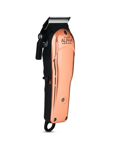 Rose gold hair clipper with black accents on a white background