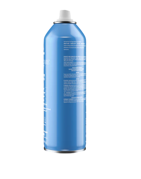 Blue spray can with white nozzle on a white background