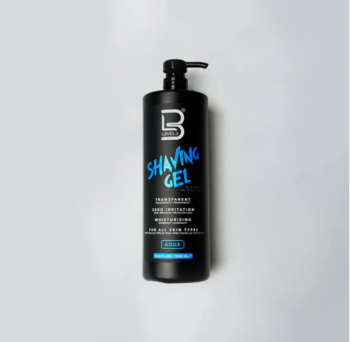 L3VEL3 1000ml Shaving Gel bottle on a light gray background