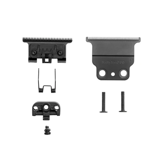 Set of black grooming attachments on a white background