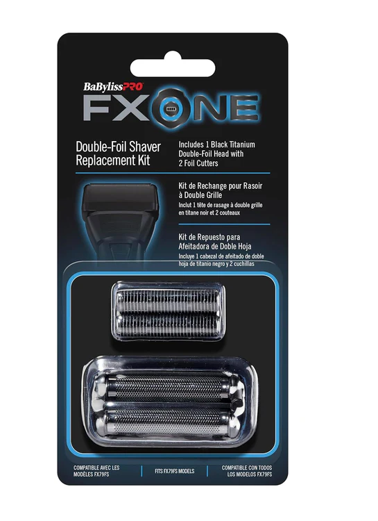 Babyliss Pro FX One double-foil shaver replacement kit packaging on a white background