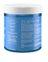 Blue jar with white lid on a white background