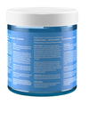 Blue jar with white lid on a white background