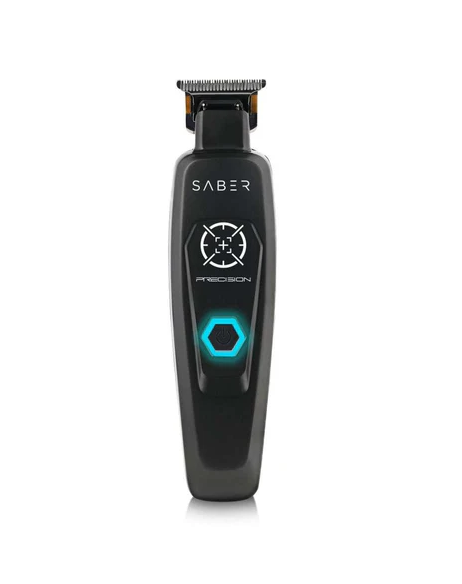 Black hair trimmer with 'Saber' branding on a white background
