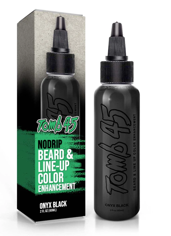 Tomb 45 beard and line-up color enhancement bottle and packaging on a white background