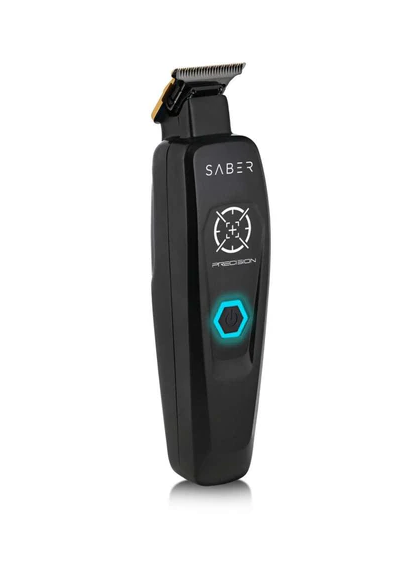 Black electric trimmer with 'Saber' branding on a white background