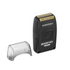 Black and gold shaver with clear cover on a white background, featuring the brand 'Gamma+'.