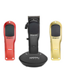 Three hair clippers in red, black, and gold on a white background with 'Gamma Italia' branding.
