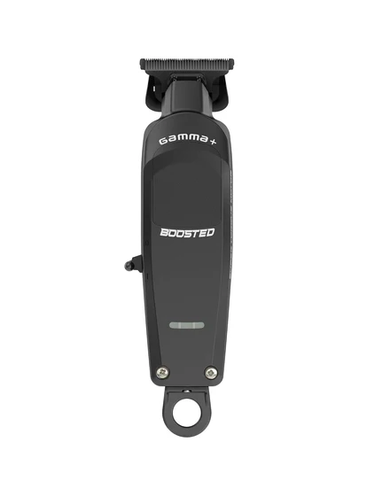 Black electric trimmer with 'gamma' branding on a white background