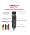 Gamma+ Boosted Super Torque Motor Trimmer with features listed on a white background