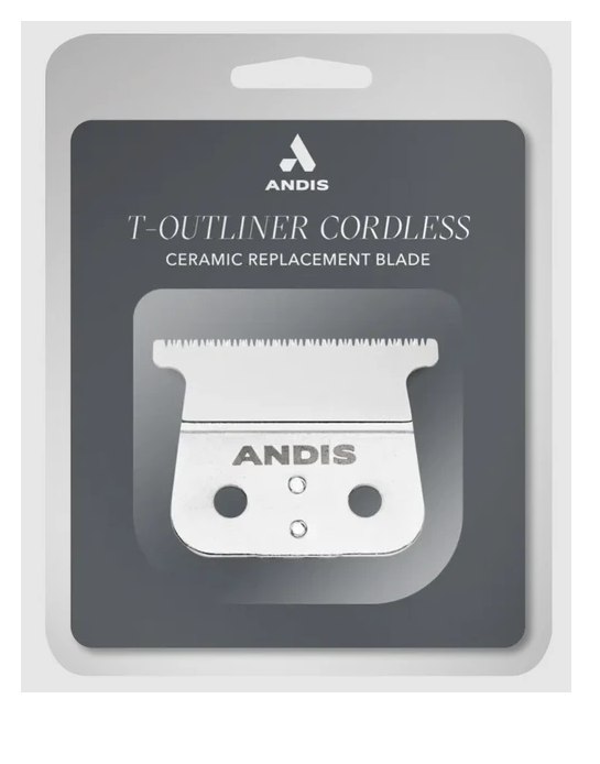 Andis T-Outliner Cordless ceramic replacement blade packaging on a white background