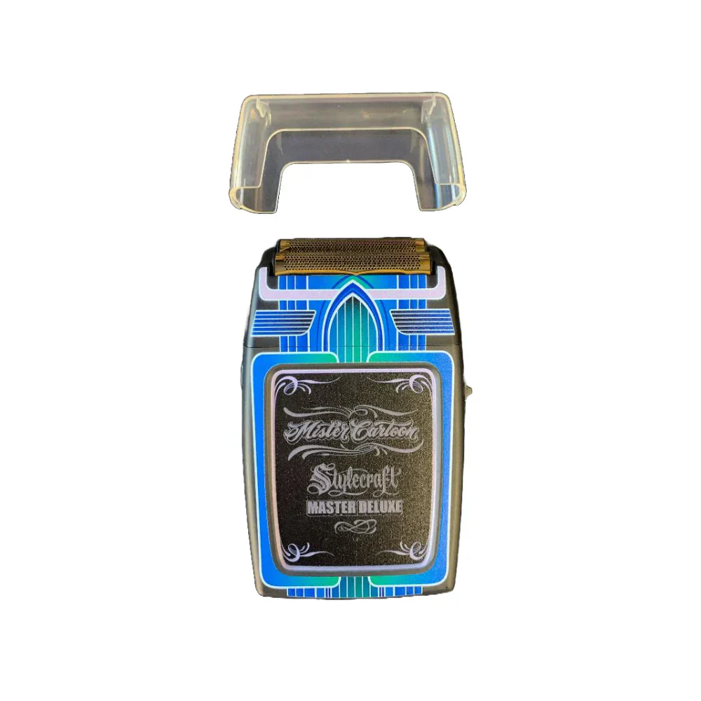 Blue and silver hair clipper with 'Master Edison' branding on a white background