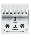 Andis hair clipper blade with size 2 and specifications on a white background