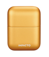 Gold portable shaver with 'Impacto' branding on a white background