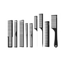 Set of L3VEL3 black combs on a white background