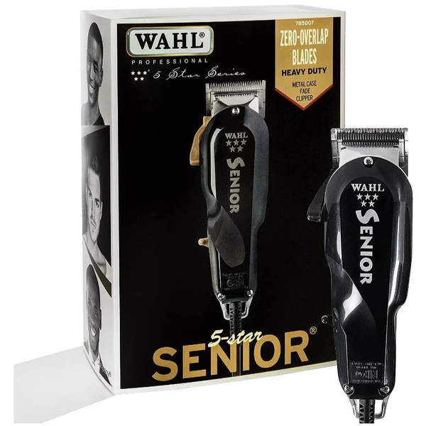 Wahl Senior hair clipper packaging with black and gold design