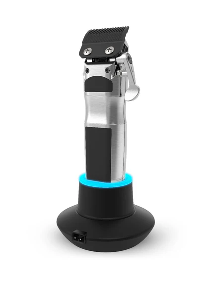 Cyborg hair clipper with black and silver design on a white background