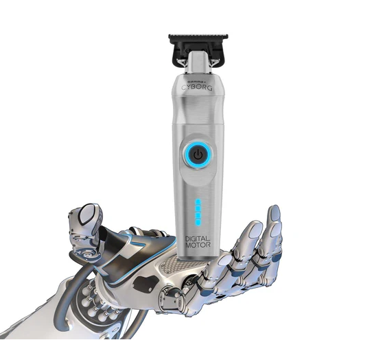 Robotic hand with digital motor on a white background
