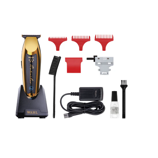Wahl grooming kit with trimmer, attachments, and accessories on a white background