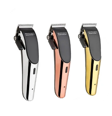 Three hair clippers in black, rose gold, and gold on a white background