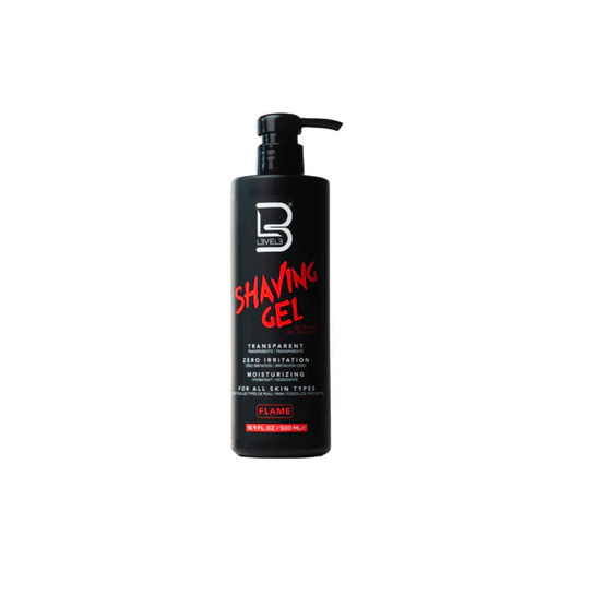 L3vel3 Flame 500ml Shaving Gel bottle on a white background