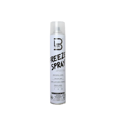 Can of freeze spray with L3VEL3 branding on a white background