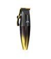 Hair trimmer with gold and black design on a white background