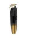 Hair trimmer with black and gold gradient design on a white background