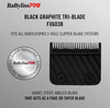 BaBylissPRO black graphite tri-blade packaging on a gray background