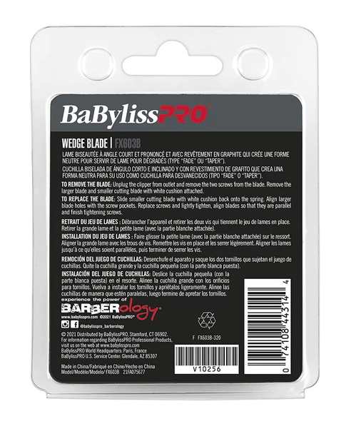 Back of a BaBylissPRO hair styling tool packaging with text and barcode.
