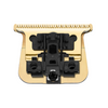 Gold and black hair clipper head on a white background