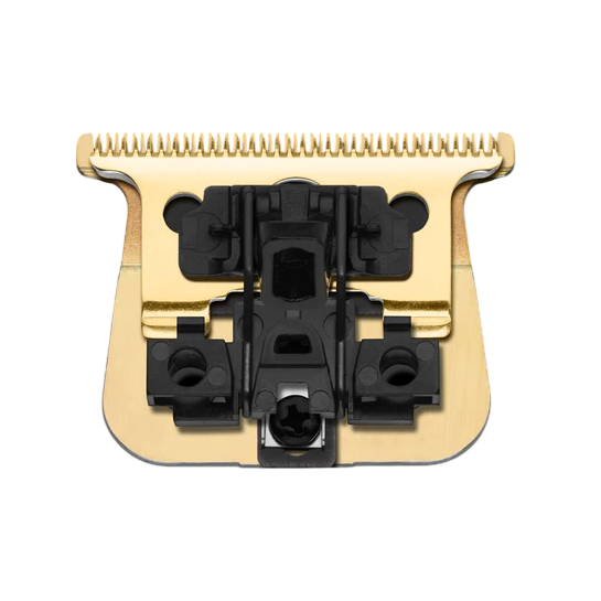 Gold and black hair clipper head on a white background