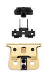 Black and gold trimmer head on a white background