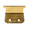 Gold hair clipper blade with 'GOLDFX 2.0' branding on a white background