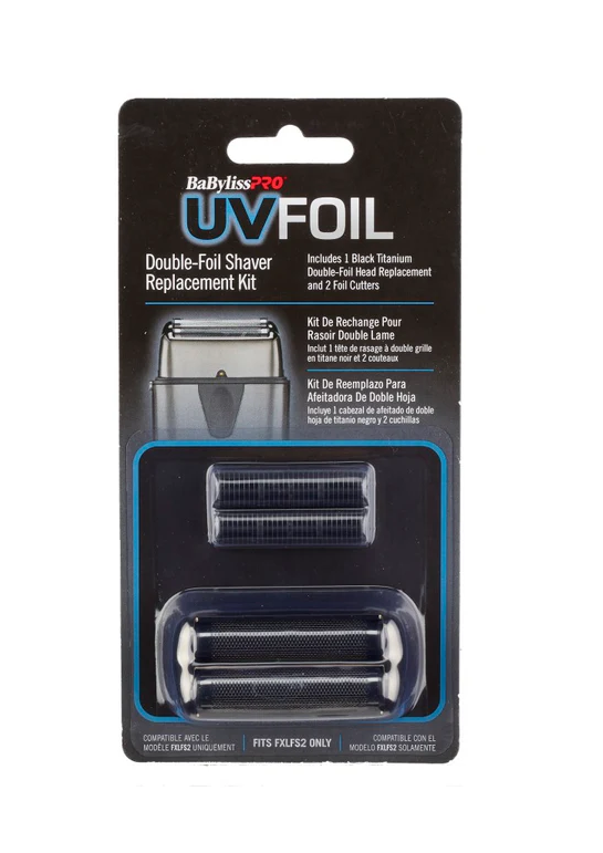 BaByliss Pro UV Foil Double-Foil Shaver Replacement Kit packaging on a white background