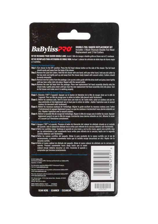 Back of a BabylissPro packaging with text and barcode on a white background