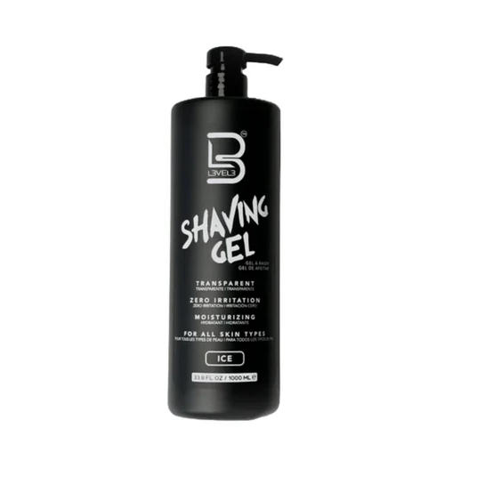 Black L3VEL3 Ice 1000ml  bottle of shaving gel with a pump on a white background