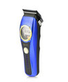 Blue and black hair clipper on a white background