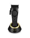 Black and gold hair clipper on a white background