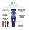 Professional vector motor trimmer with features highlighted on a white background