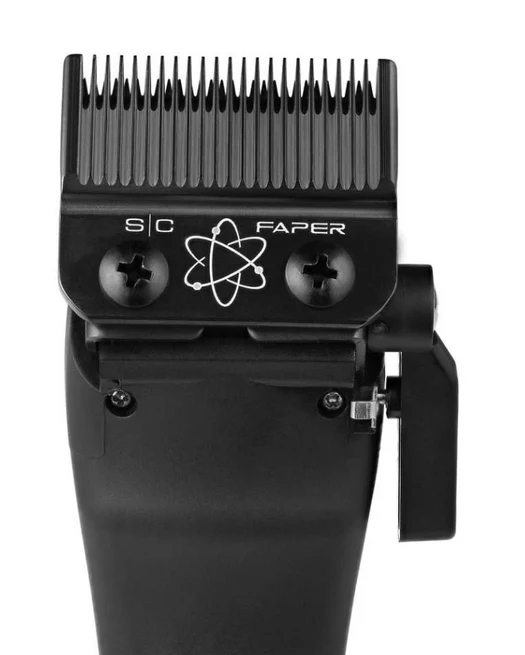 Black hair clipper head with comb attachment on a white background