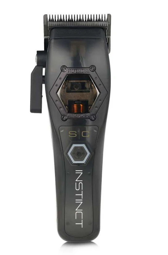 Hair clipper with 'Instinct' branding on a white background